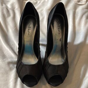 Kelly & Katie Black Peep Toe Heels